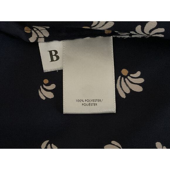 Ann Taylor Women's Large Navy Blue Blouse Floral Cold Shoulder Sleeve Polyester - Picture 8 of 11